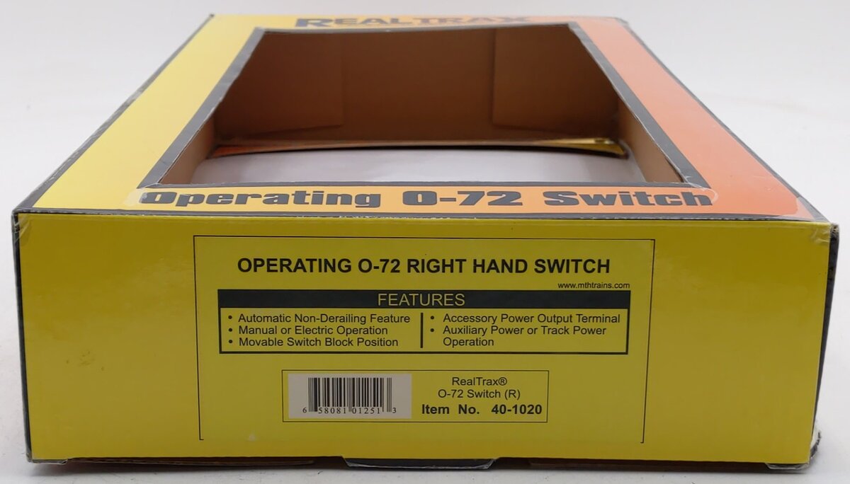 MTH 40-1020 O72 RealTrax Nickel Silver Right Hand Remote Switch Turnout  EX/Box