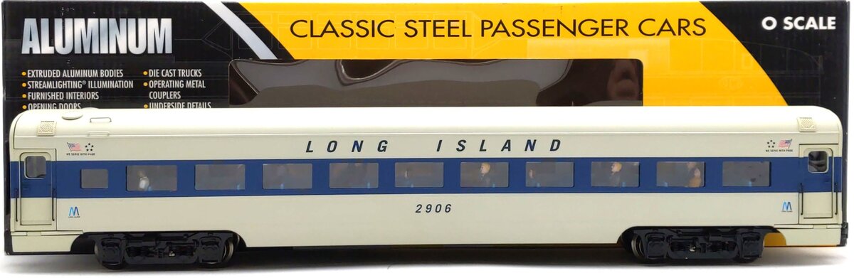 K-Line K4639-12906 O Long Island Railroad 15" Aluminum Coach Car #2906 LN/Box