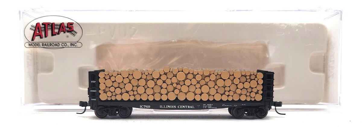 Atlas 38383 N Scale Illinois Central GSC Pulpwood Flatcar #7819 LN/Box
