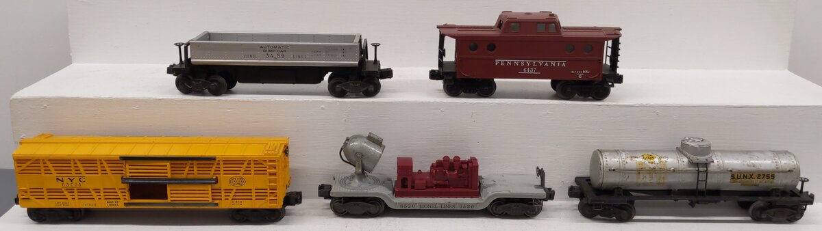 Lionel O Gauge Vintage Freight Cars #63561,6520,3459,6437,2755 [5] VG