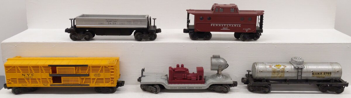 Lionel O Gauge Vintage Freight Cars #63561,6520,3459,6437,2755 [5] VG