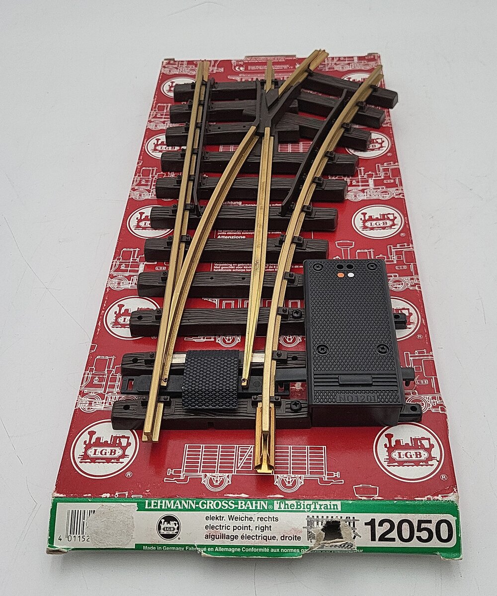 LGB 12050 G Brass 30° Right Hand R1 Remote Electric Switch Turnout EX/Box