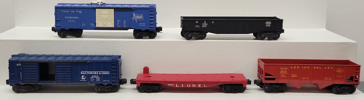 Lionel O Gauge Vintage Freight Cars #6825,3424,6468,25000,6462 [5] VG