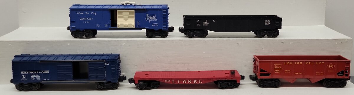 Lionel O Gauge Vintage Freight Cars #6825,3424,6468,25000,6462 [5] VG