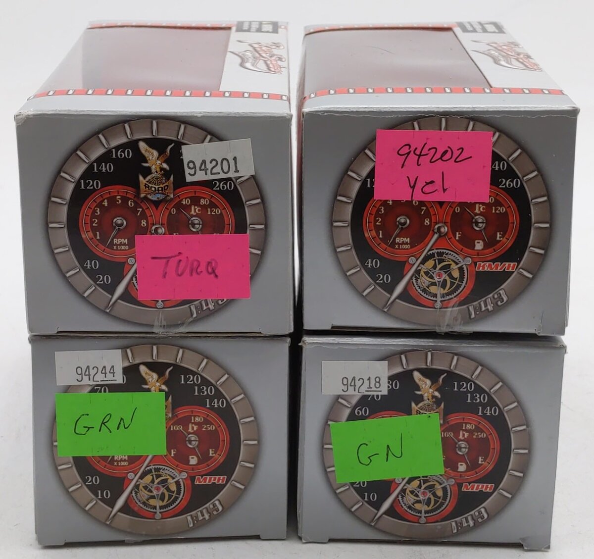 Yat Ming 1:43 Assorted Cars-  # 94244G, 94201T, 94202Y, 94218G [4] EX/Box