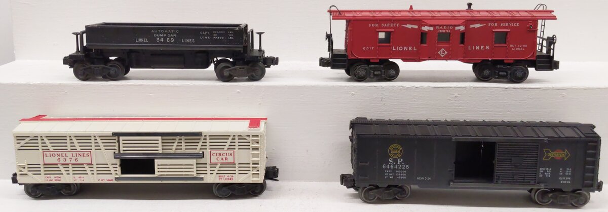 Lionel O Gauge Vintage Freight Cars #6517,6464-225,3469,6376 [4] VG