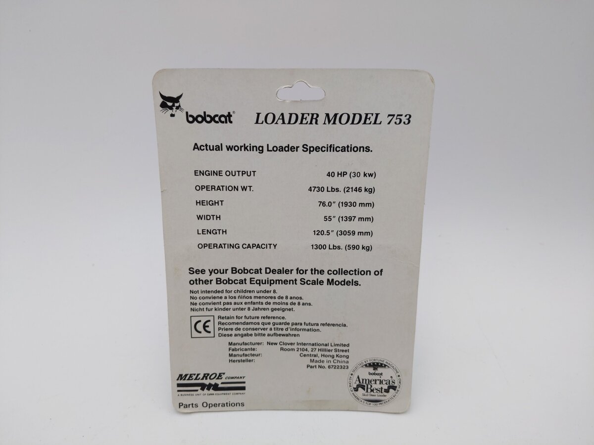 Bobcat 753 1:50 Diecast Loader Model EX/Box