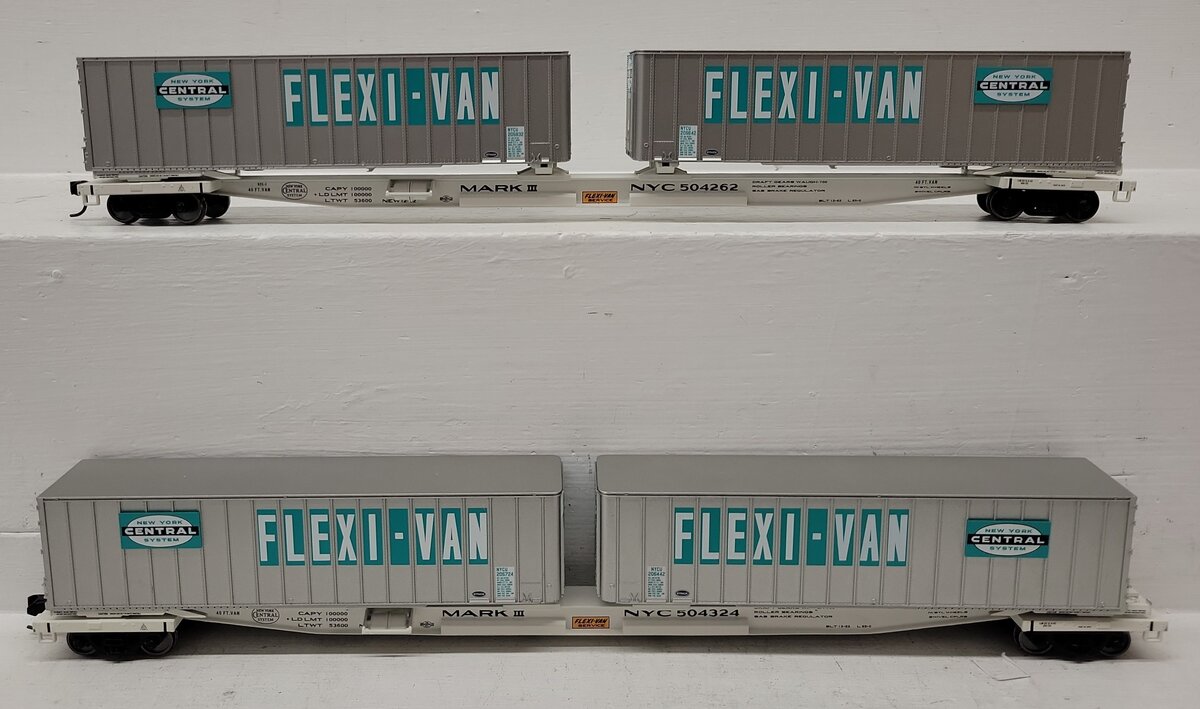 Walthers 932-240852 HO Scale NYC Flexi-Van Flat Car with Trailer 2-Pack EX