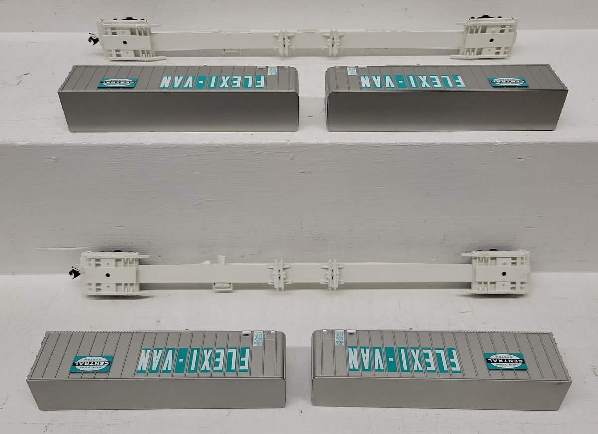 Walthers 932-240852 HO Scale NYC Flexi-Van Flat Car with Trailer 2-Pack EX
