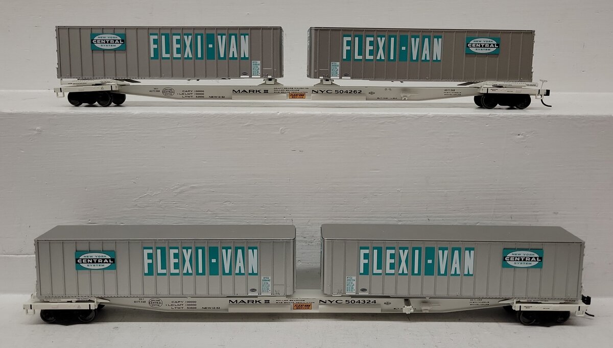 Walthers 932-240852 HO Scale NYC Flexi-Van Flat Car with Trailer 2-Pack EX