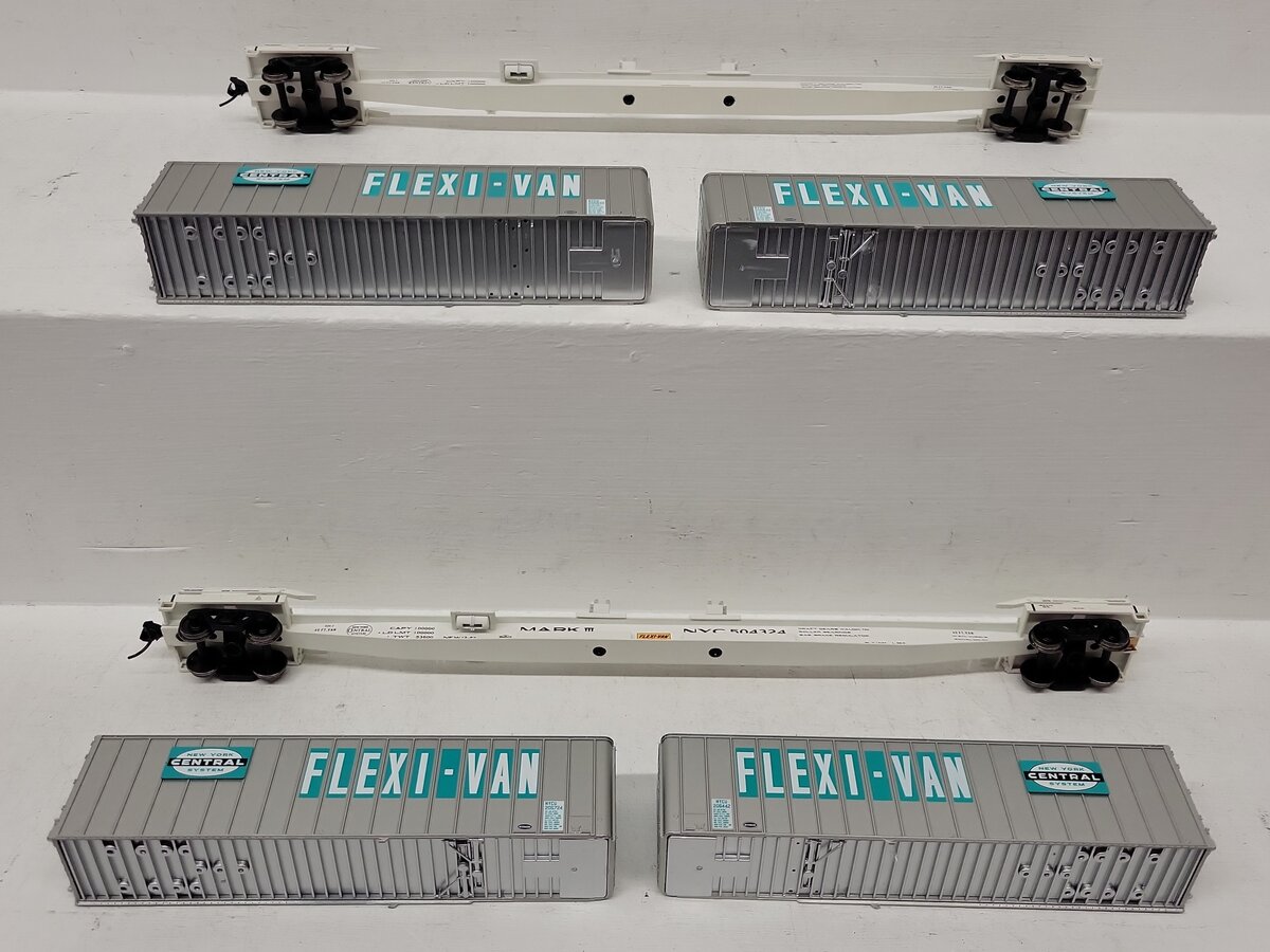 Walthers 932-240852 HO Scale NYC Flexi-Van Flat Car with Trailer 2-Pack EX