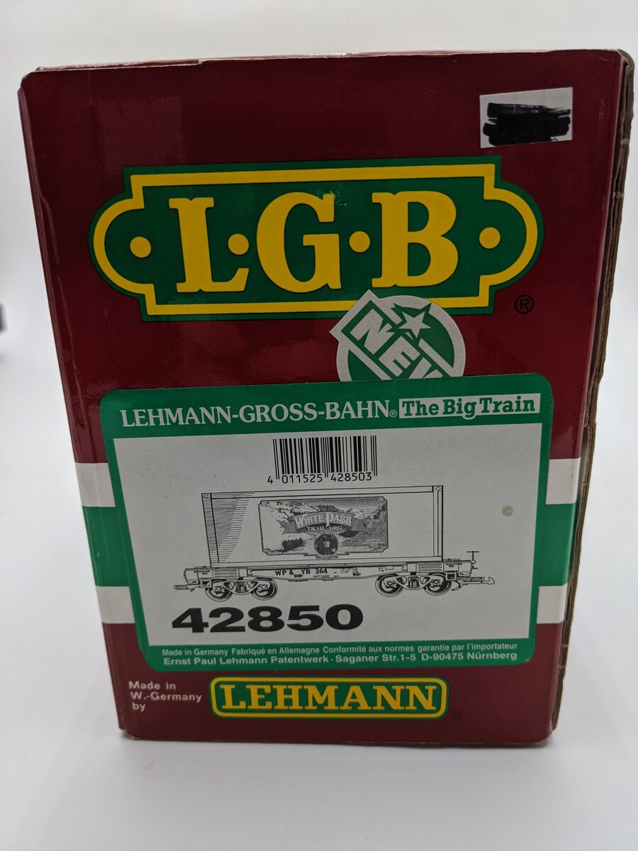 LGB 42850 G White Pass Flatcar w/Container EX/Box