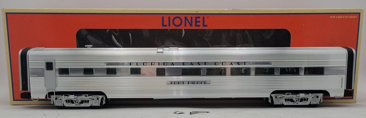 Lionel 6-25407 O Gauge FEC "Fort Pierce" Aluminum Diner Car w/ Stationsounds EX/Box