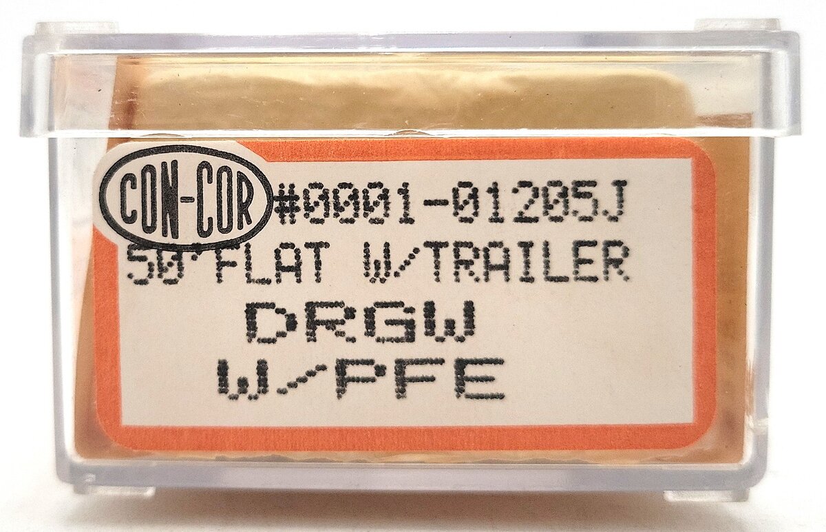 Con-Cor 0001-01205J N Scale DRGW Flat Car w/ PFE Trailer #20012 LN/Box