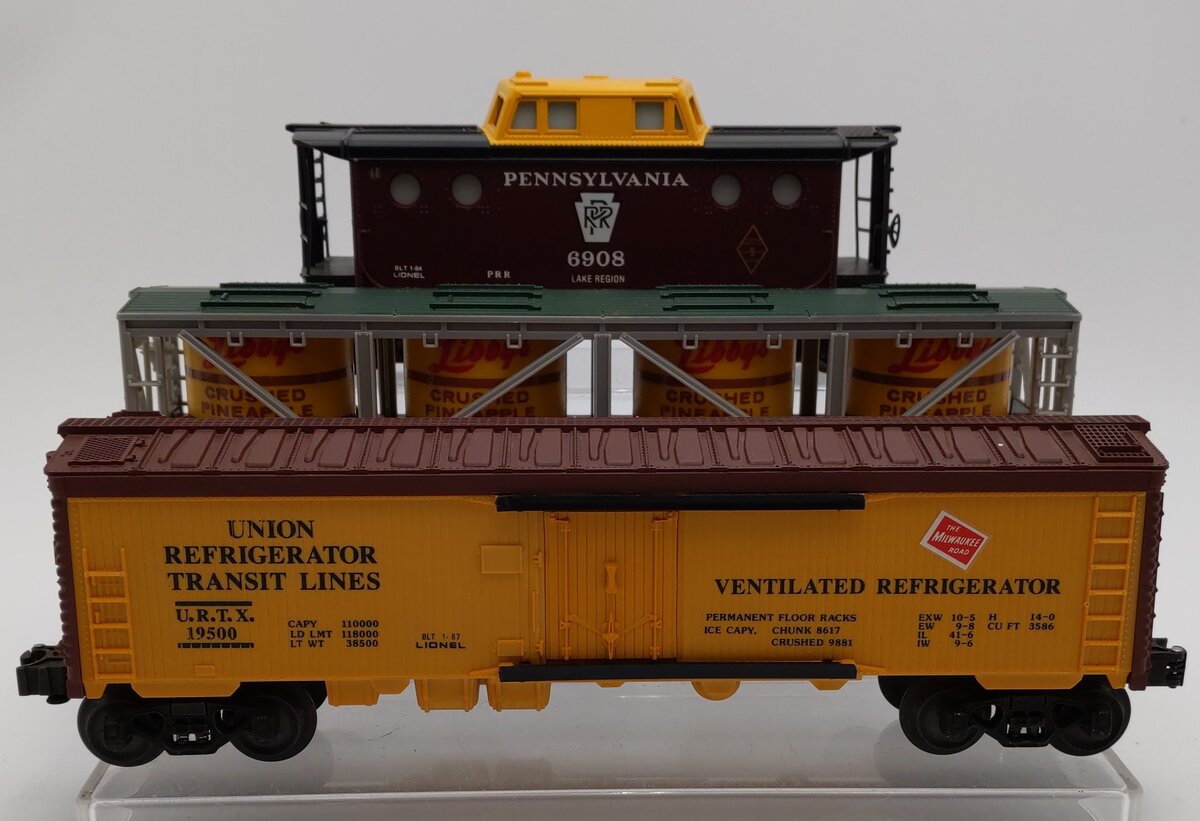 Lionel O Gauge Freight Cars: 6-6908, 6-9132, 6-19500 [3] VG/Box