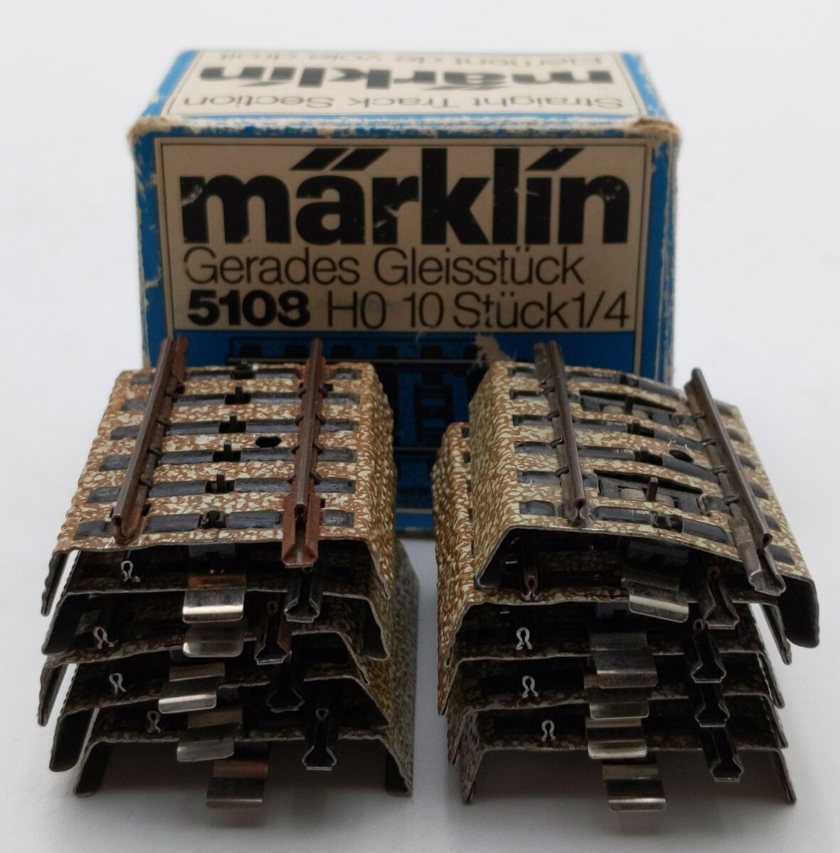Marklin 5108 HO 1/4 Straight Track Sections (Box of 10) VG/Box