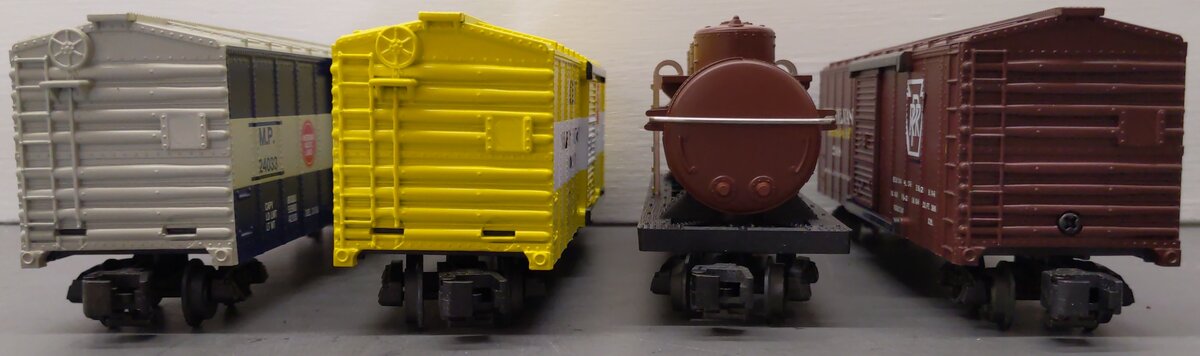 K-Line S Gauge Assorted Freight Cars: #24033, #511002, #24080, #511031 [4] LN/Box