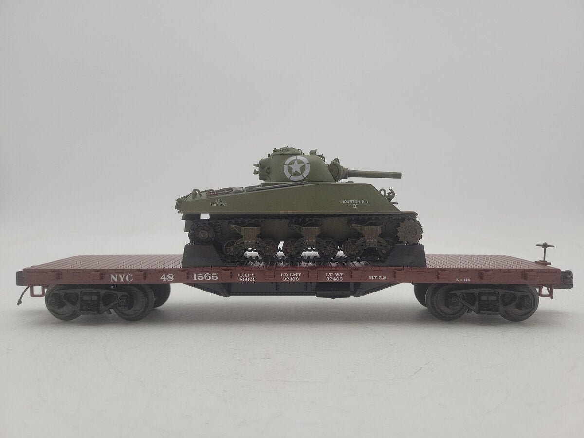 MTH O Gauge New York Central Flat Car w/ Army Tank #481565 EX