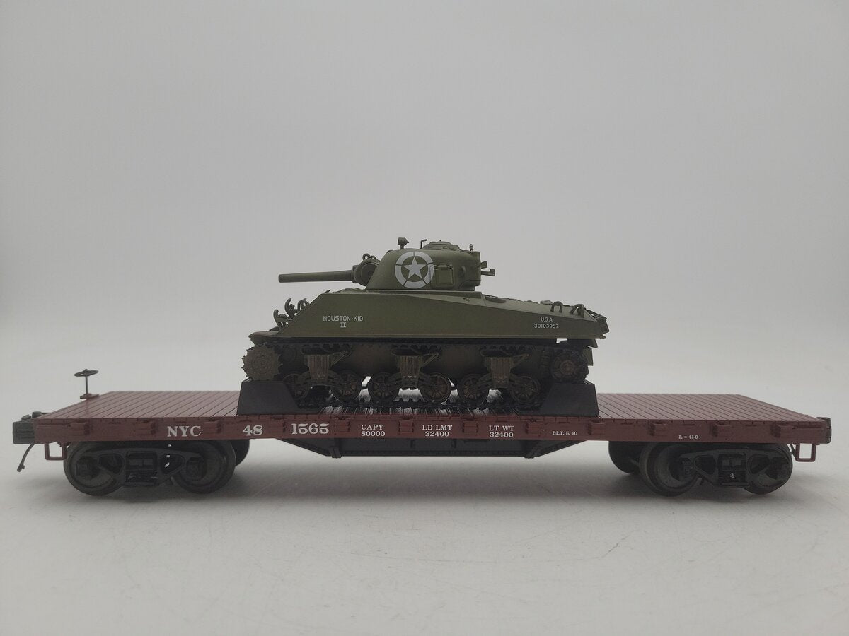 MTH O Gauge New York Central Flat Car w/ Army Tank #481565 EX