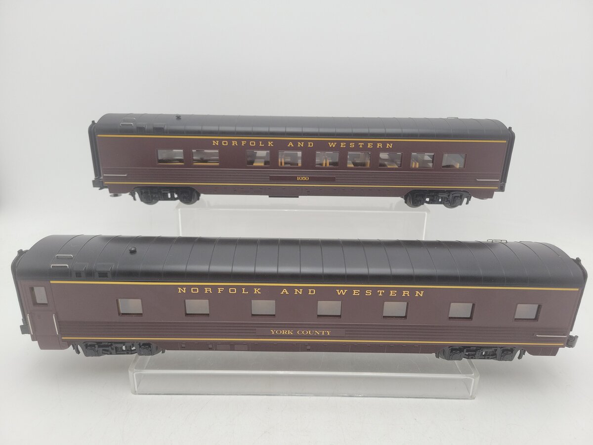 MTH 30-67062 Norfolk & Western 60' Streamlined ABS 2-Car Sleeper/Diner Set EX