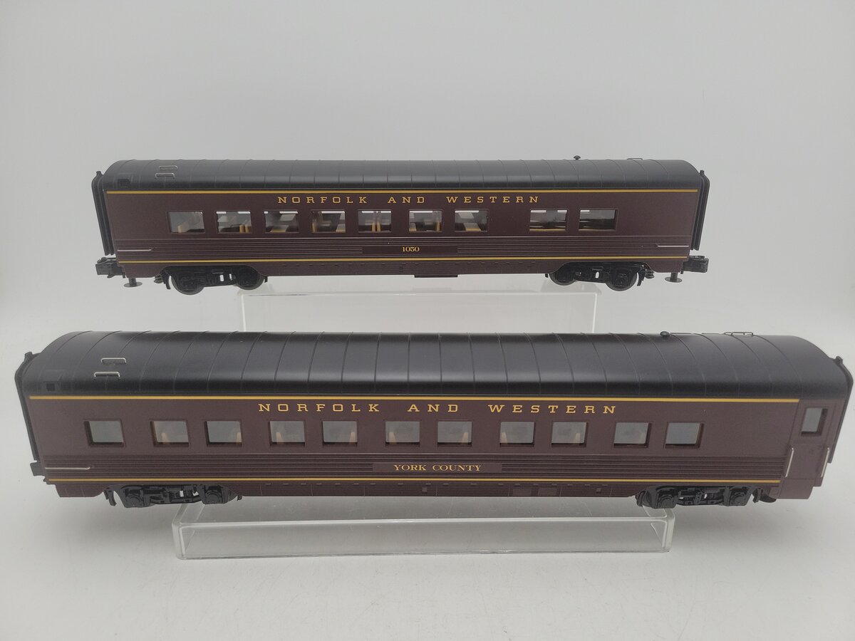 MTH 30-67062 Norfolk & Western 60' Streamlined ABS 2-Car Sleeper/Diner Set EX