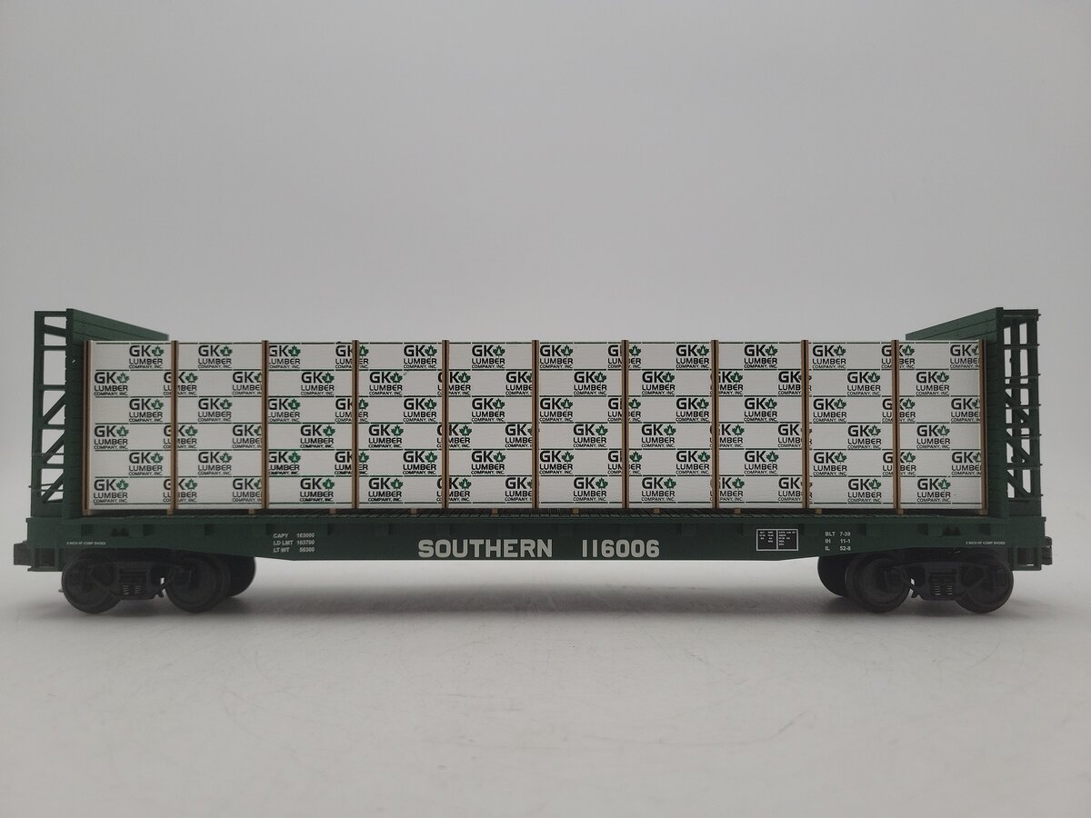 MTH 20-98176 O Gauge Southern Bulkhead Flatcar #116006 EX