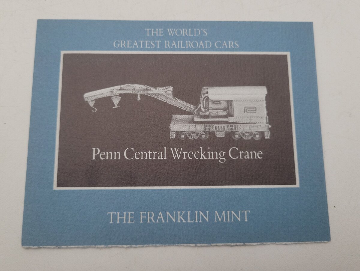 Franklin Mint Pewter Penn Central Wrecking Crane EX