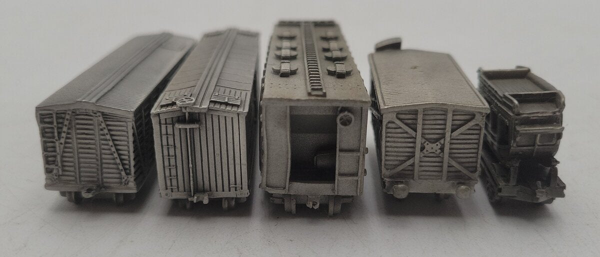 Franklin Mint Assorted Pewter Freight Cars [5] EX