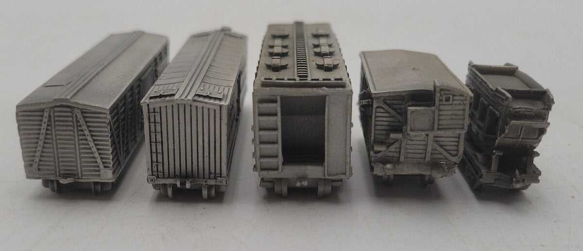 Franklin Mint Assorted Pewter Freight Cars [5] EX