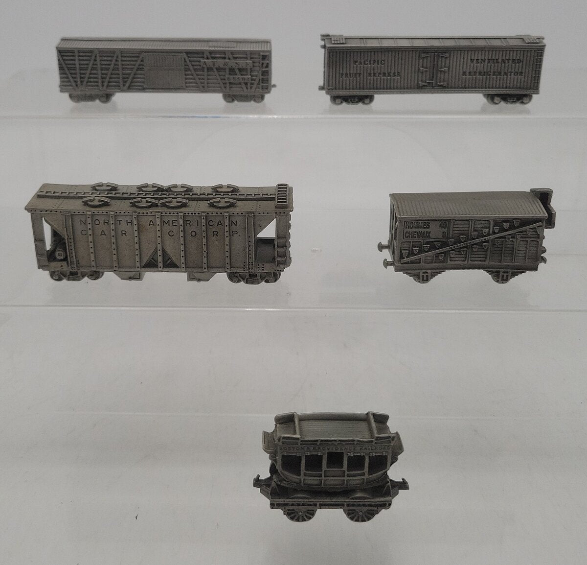 Franklin Mint Assorted Pewter Freight Cars [5] EX