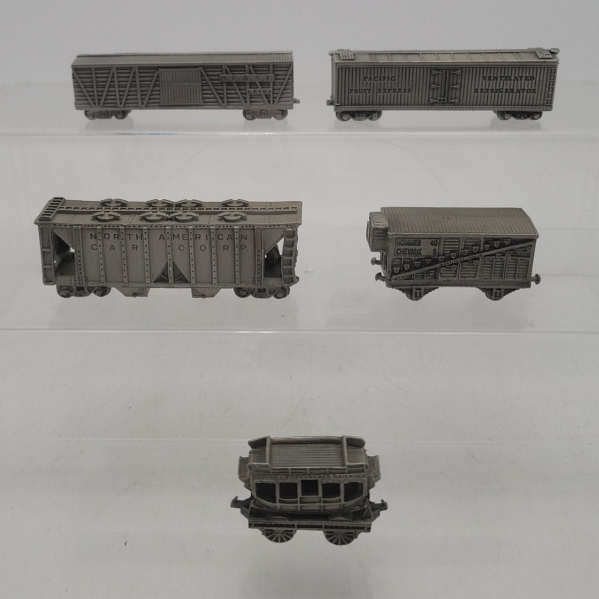Franklin Mint Assorted Pewter Freight Cars [5] EX