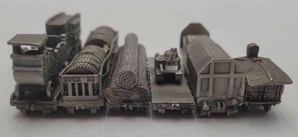 Franklin Mint Assorted Pewter Freight Cars [6] EX