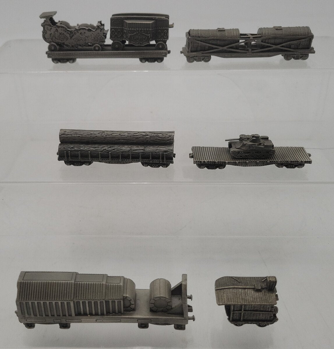 Franklin Mint Assorted Pewter Freight Cars [6] EX