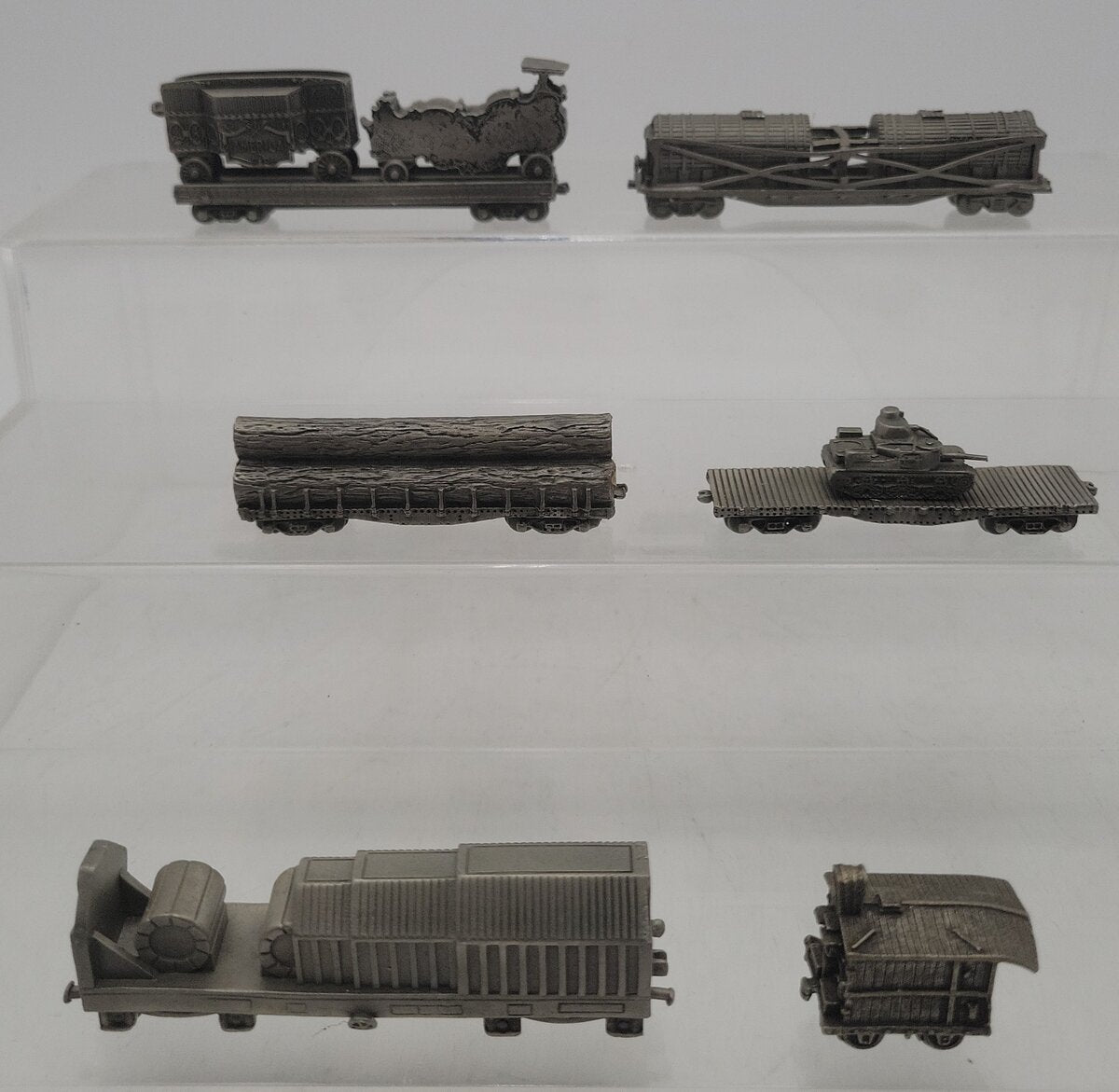 Franklin Mint Assorted Pewter Freight Cars [6] EX