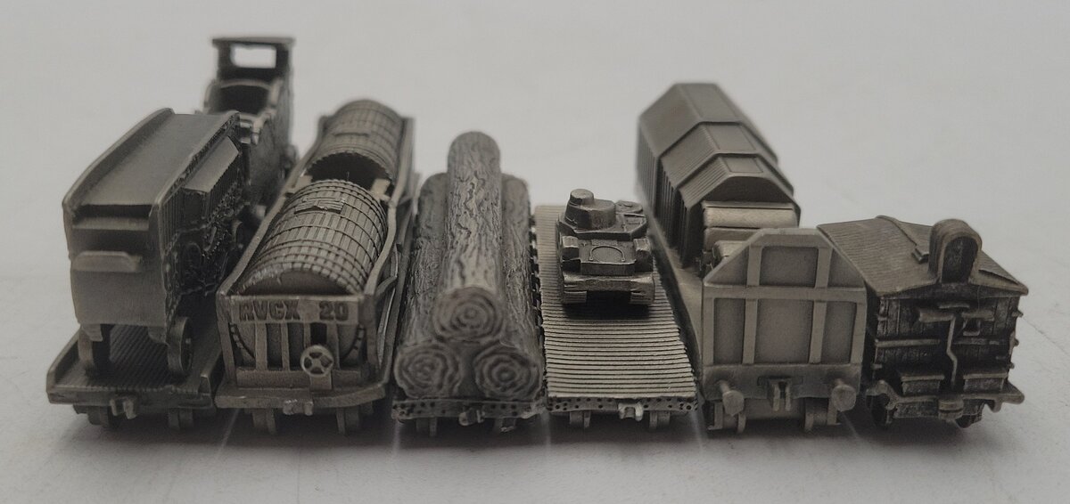 Franklin Mint Assorted Pewter Freight Cars [6] EX