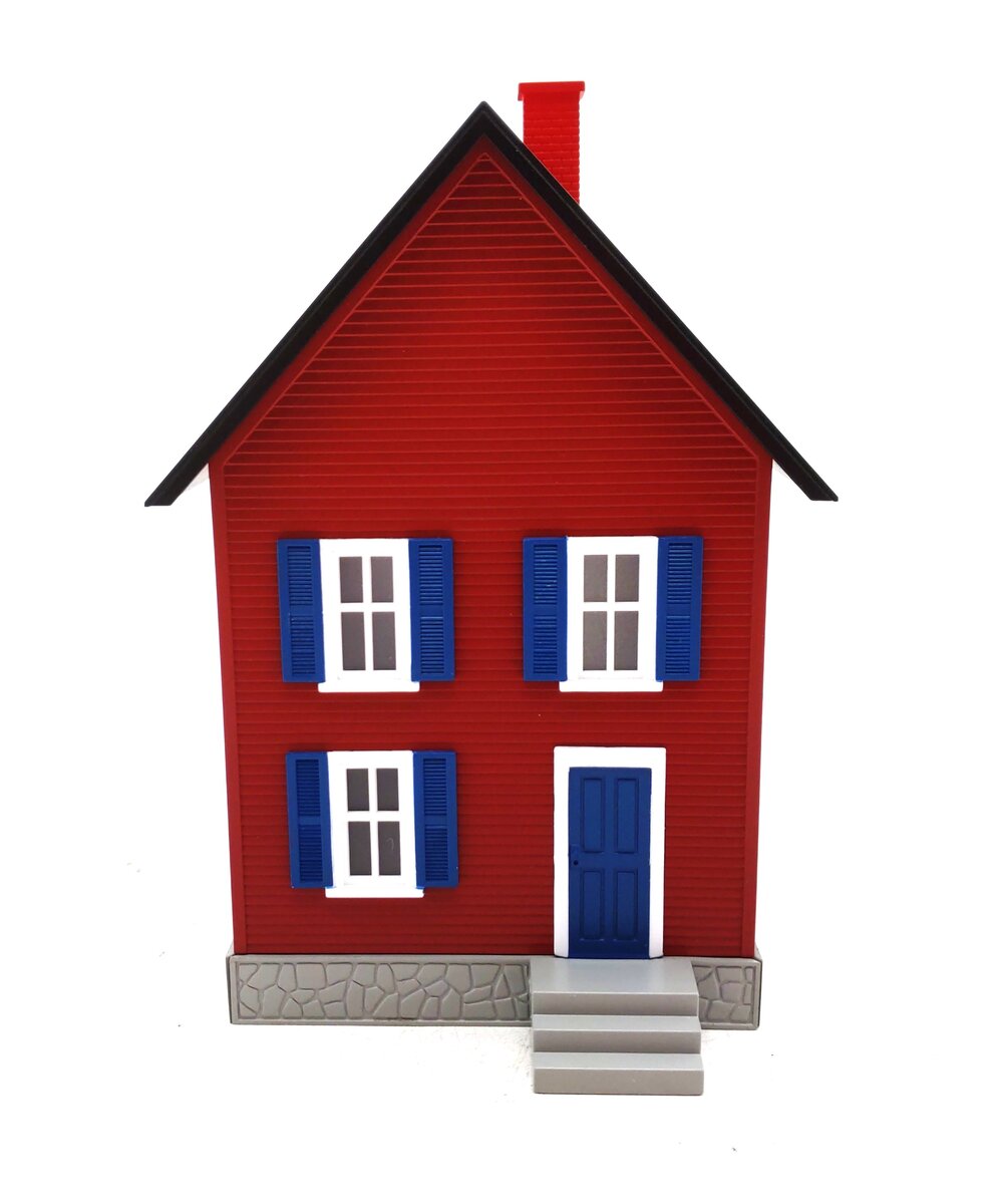 MTH 30-90247 O Gauge Row House (Red with Blue Shutters) LN