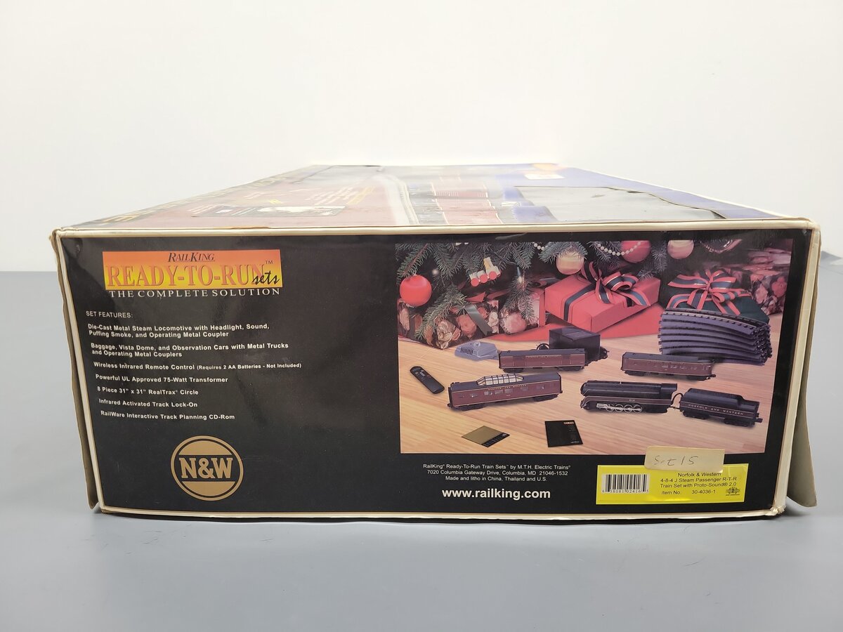 MTH 30-4036-1 O Gauge N&W 4-8-4 J Bantam Steam Passenger Train Set w/PS2 #612 EX/Box