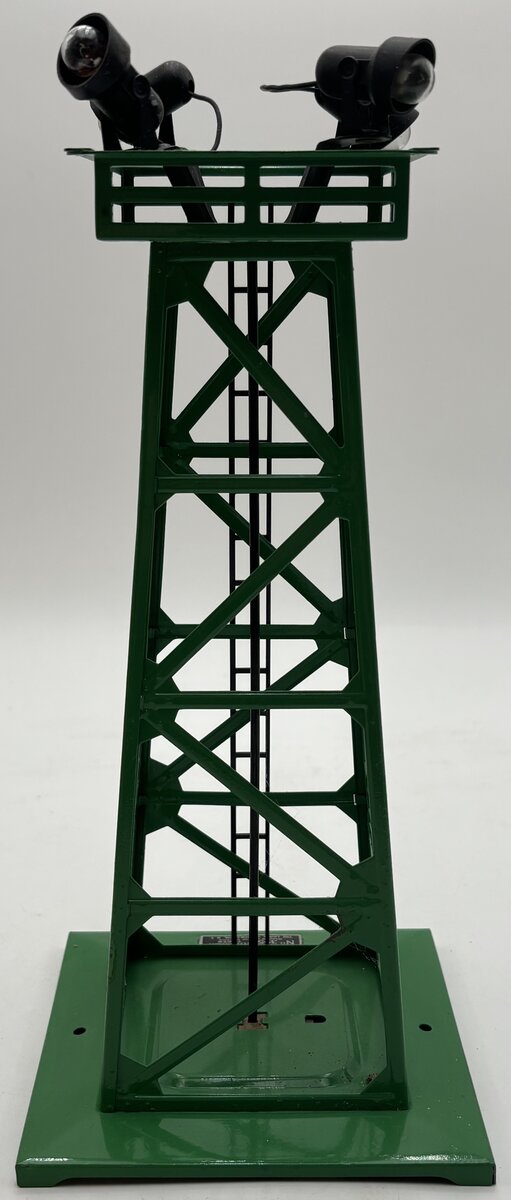 Lionel 395 Vintage O 4 Light Green Metal Floodlight Tower EX/Box