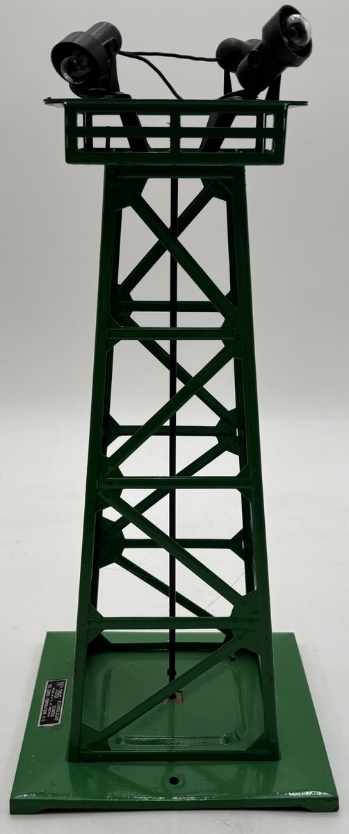 Lionel 395 Vintage O 4 Light Green Metal Floodlight Tower EX/Box
