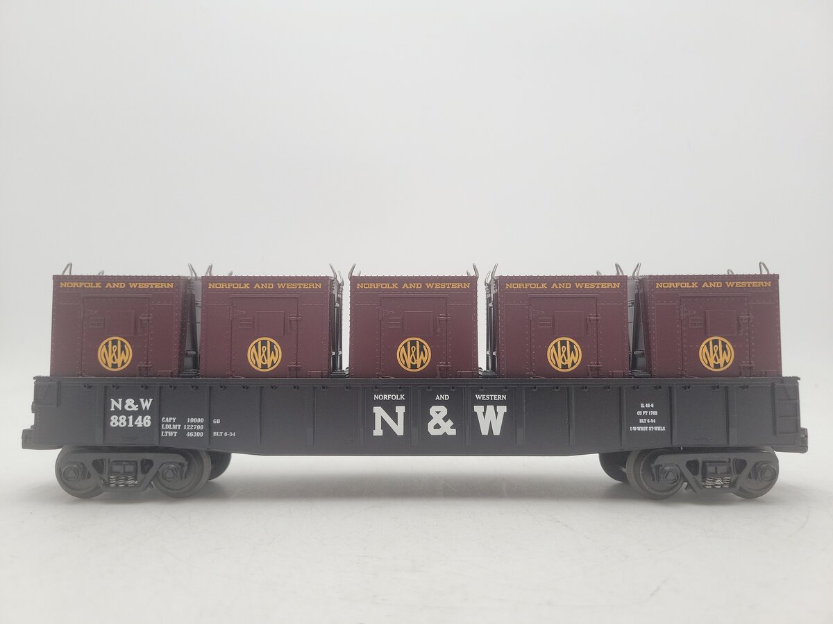 MTH 30-7297 Norfolk & Western Gondola Car w/LCL Containers EX