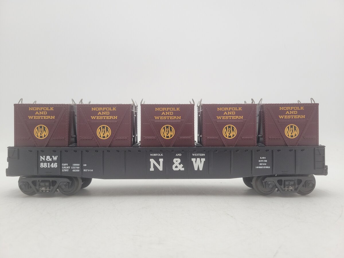 MTH 30-7297 Norfolk & Western Gondola Car w/LCL Containers EX