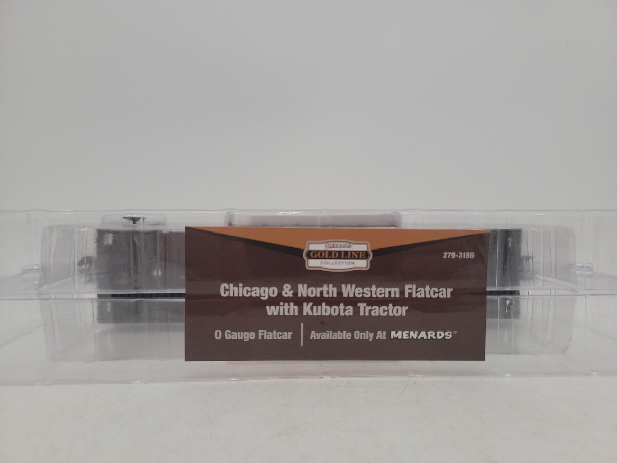 Menards 279-3186 O Gauge Chicago & North Western Flatcar with Kubota Tractor NEW