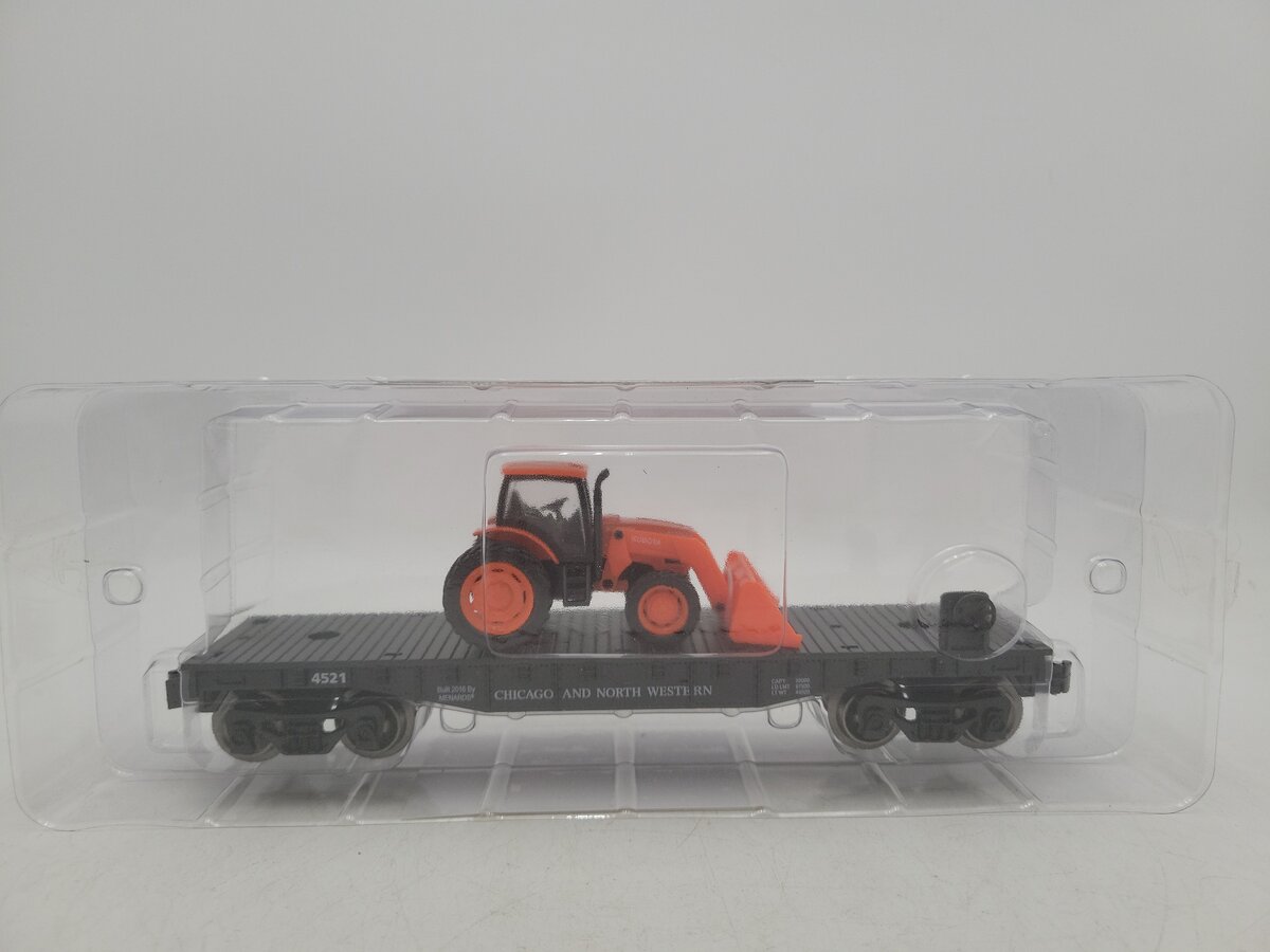 Menards 279-3186 O Gauge Chicago & North Western Flatcar with Kubota Tractor NEW