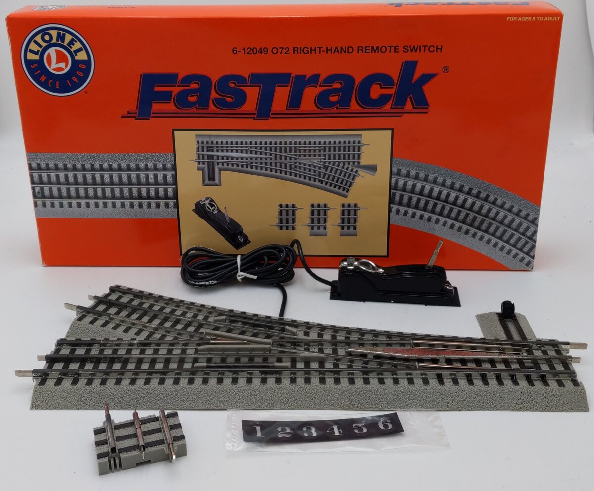Lionel 6-12049 O72 Right Hand Remote-Control FasTrack Switch Turnout EX/Box