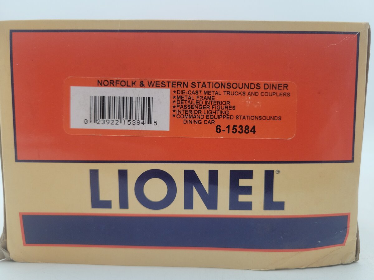 Lionel 6-15384 O Gauge N&W Stationsounds Diner Car #491 LN/Box