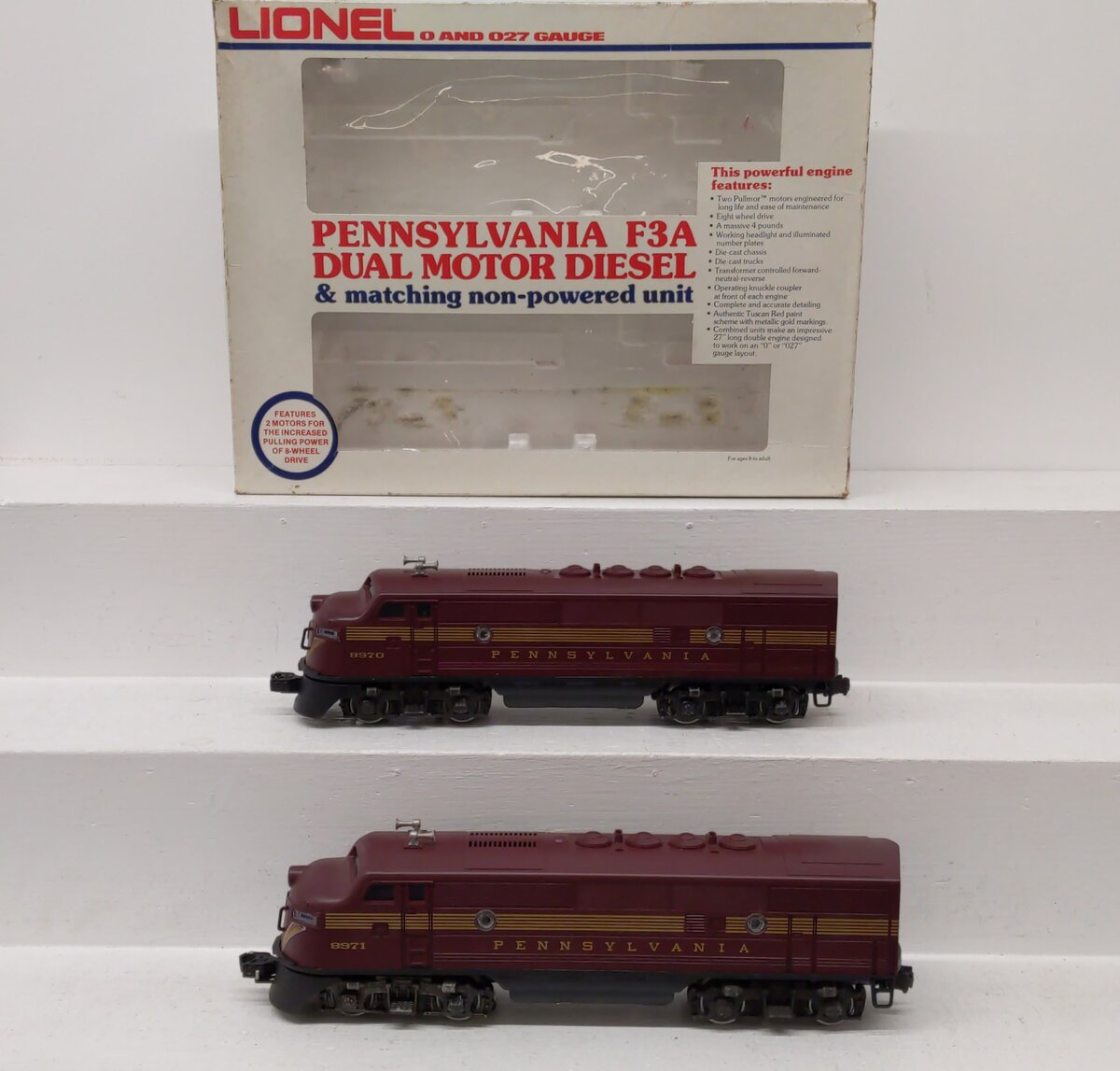 Lionel 6-8970 O Gauge Pennsylvania F3 Tuscan AA Diesel Locomotive Set- 8970/8971 EX/Box