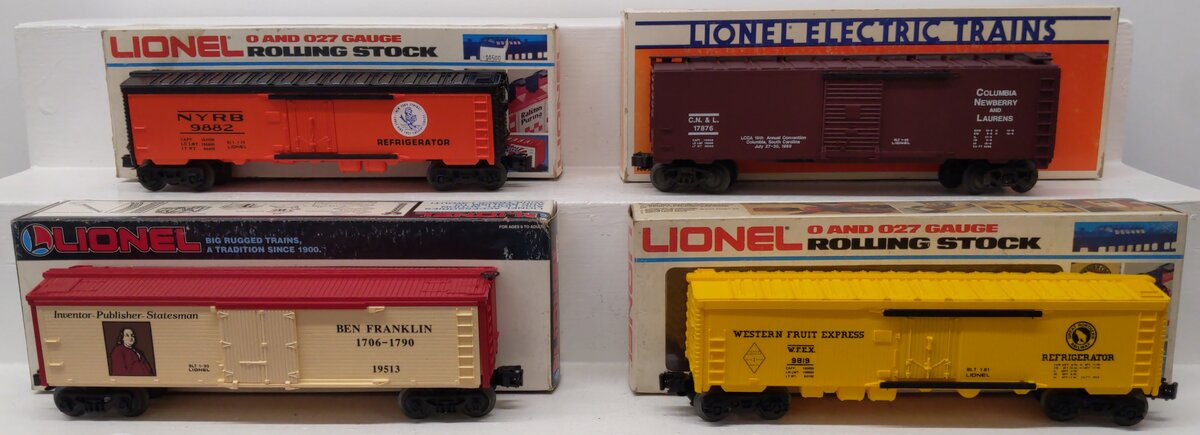 Lionel O Gauge Assorted Freight Cars: #9882, #19513, #9819, #17876 [4] EX/Box