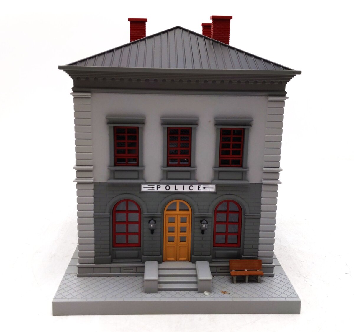 MTH 30-9099 O Gray & Maroon Police Station Assembled Building EX