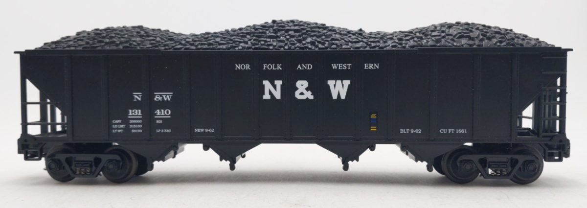 MTH 20-97408 O Norfolk & Western 4-Bay Hopper w/ Coal Load #131410 EX