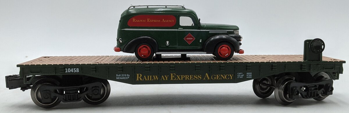 Menards 279-4516 O Railway Express Flatcar with Panel Truck LN